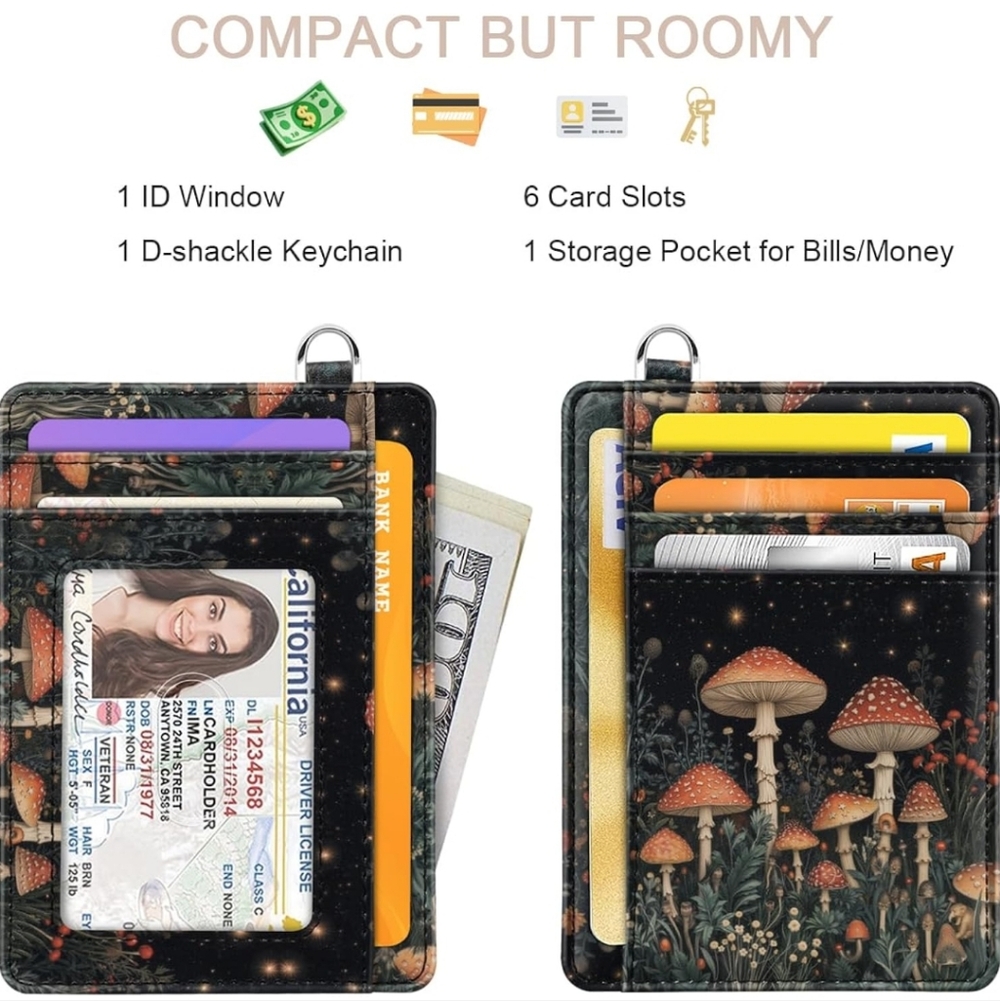 Mushroom Print Card Holder Wallet